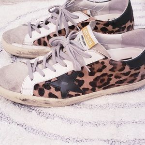 Golden Goose Superstar Leopard Calf Hair Sneakers